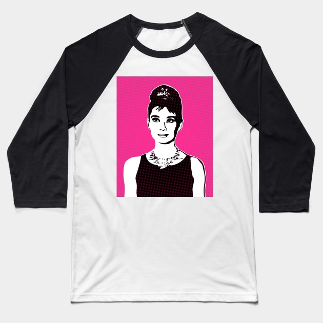 Audrey Hepburn | Pop Art Baseball T-Shirt by williamcuccio